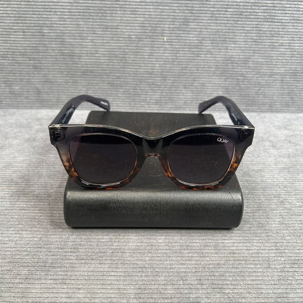 Quay After Hours Black Tortoise Square Y2k Sunglasses Oversized Dark Lens 111